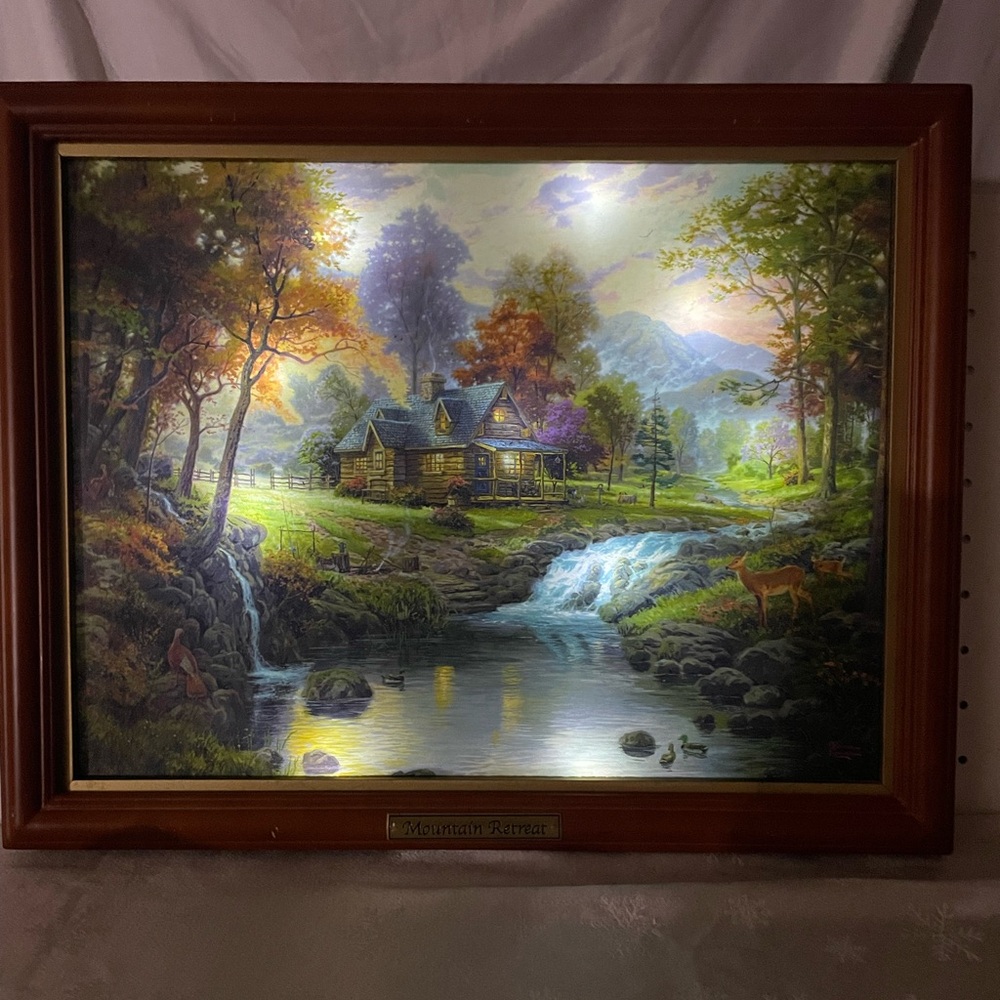 Thomas Kinkade Gallery Editions Canvas Light Up “ Mountain Retreat No A0331